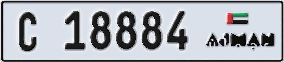 ajman License Plate Number 18884 Code C