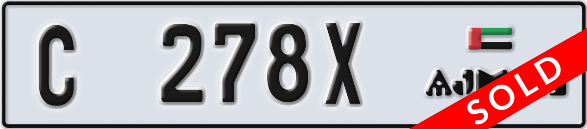 ajman License Plate Number 278X Code C