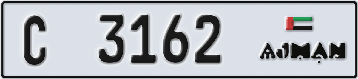 ajman License Plate Number 3162 Code C