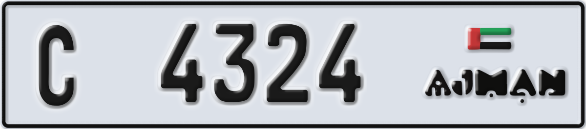 ajman License Plate Number 4324 Code C