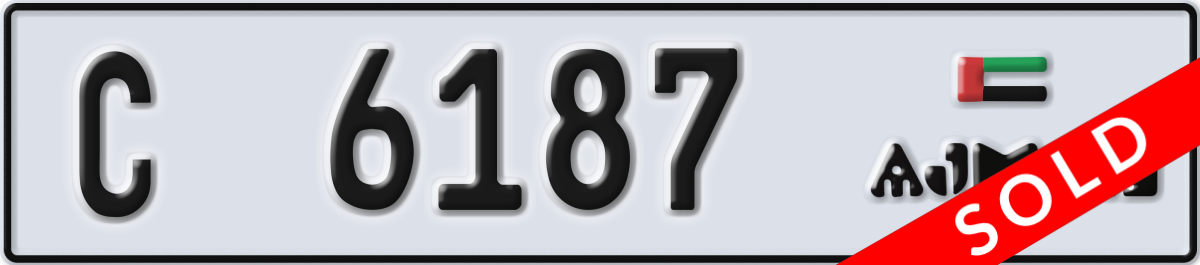 ajman License Plate Number 6187 Code C