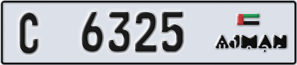 ajman License Plate Number 6325 Code C