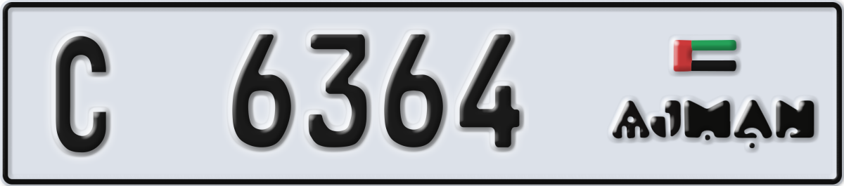 ajman License Plate Number 6364 Code C