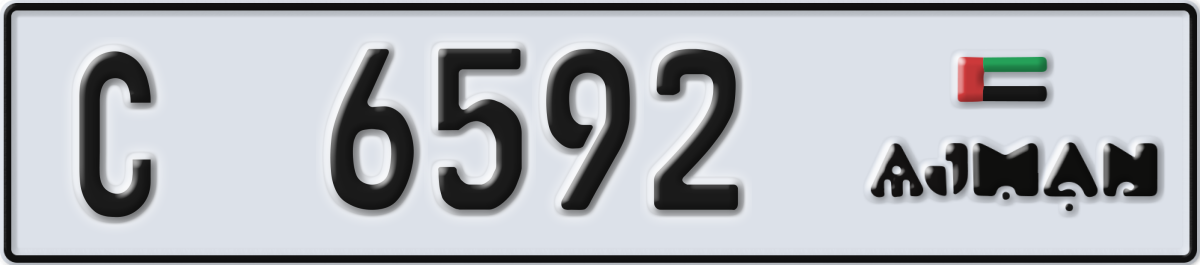 ajman License Plate Number 6592 Code C