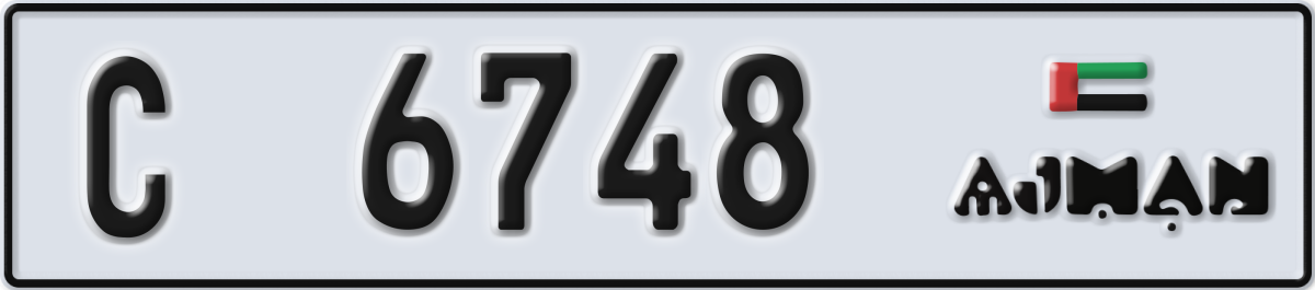 ajman License Plate Number 6748 Code C