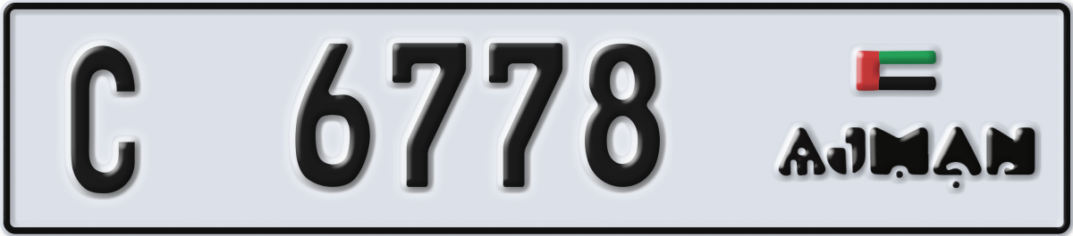 ajman License Plate Number 6778 Code C
