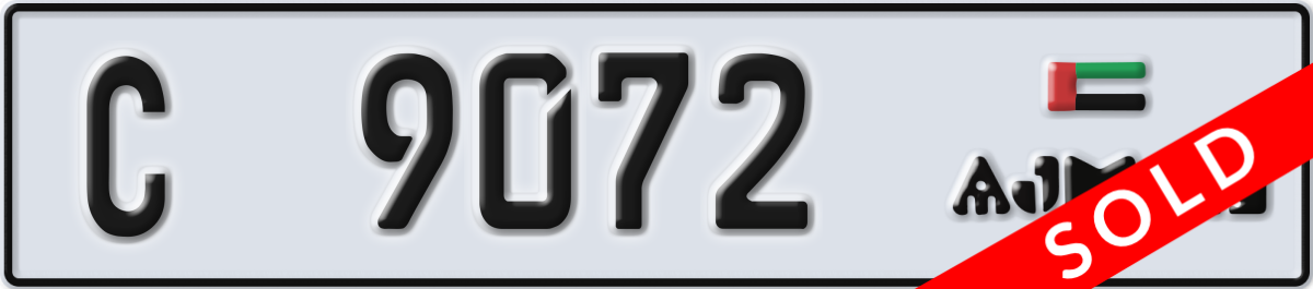 ajman License Plate Number 9072 Code C