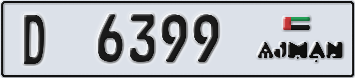 ajman License Plate Number 6399 Code D