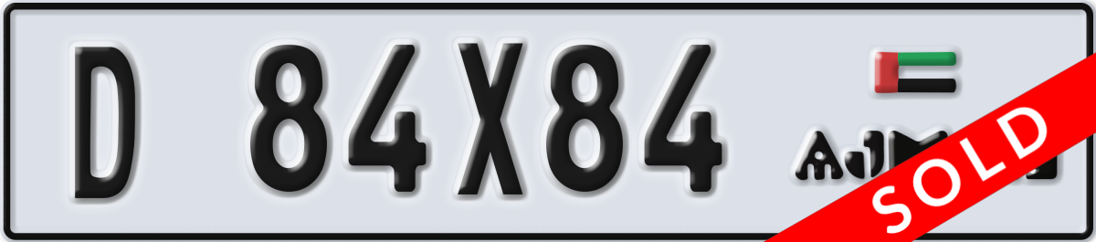 ajman License Plate Number 84X84 Code D