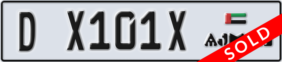 ajman License Plate Number X101X Code D