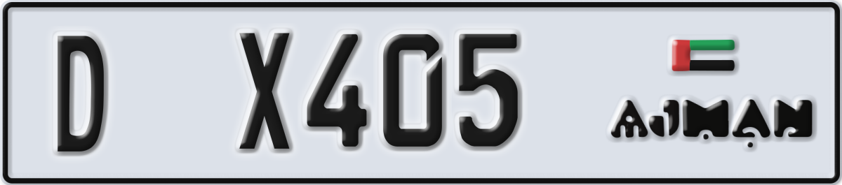 ajman License Plate Number X405 Code D