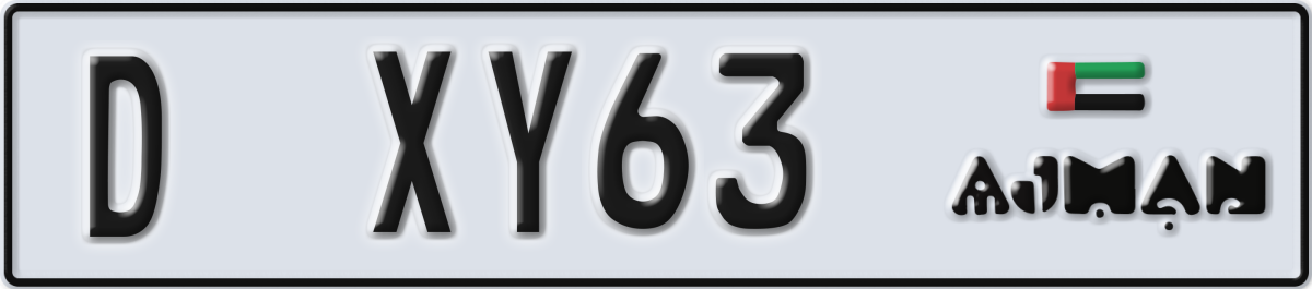 ajman License Plate Number XY63 Code D