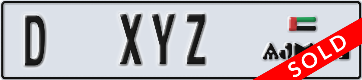 ajman License Plate Number XYZ Code D