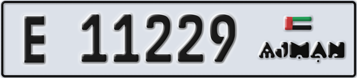 ajman License Plate Number 11229 Code E