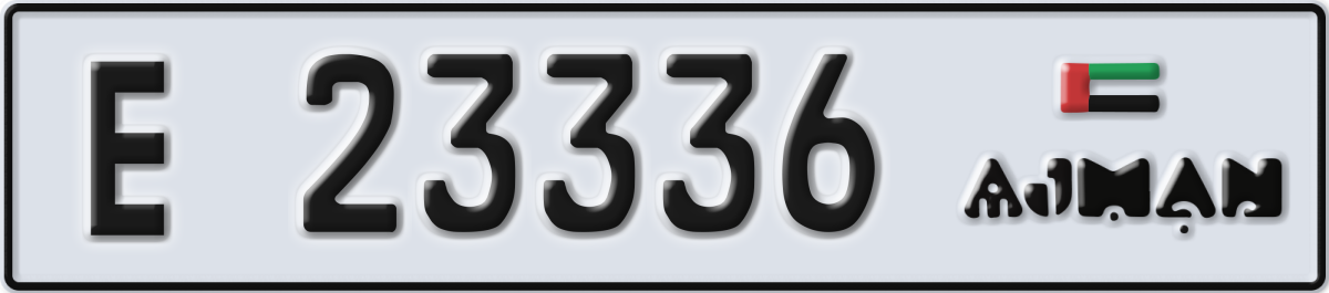 ajman License Plate Number 23336 Code E