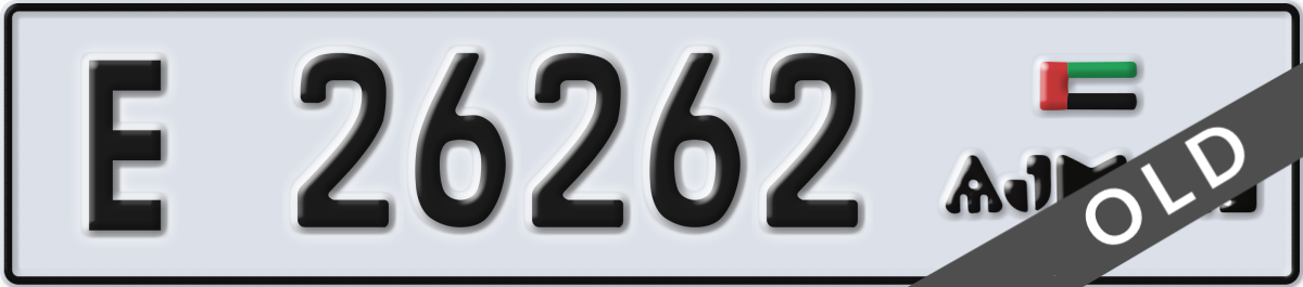 ajman License Plate Number 26262 Code E