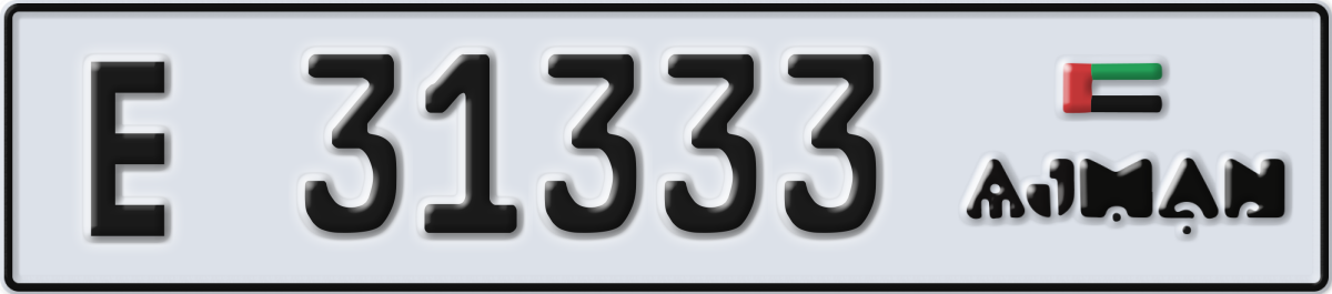 ajman License Plate Number 31333 Code E