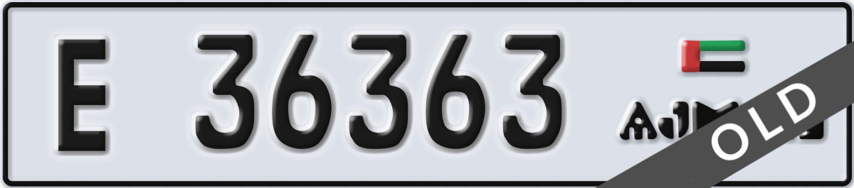 ajman License Plate Number 36363 Code E