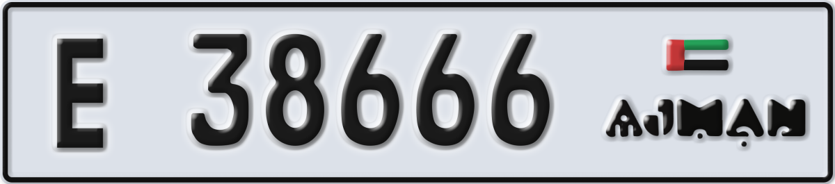 ajman License Plate Number 38666 Code E