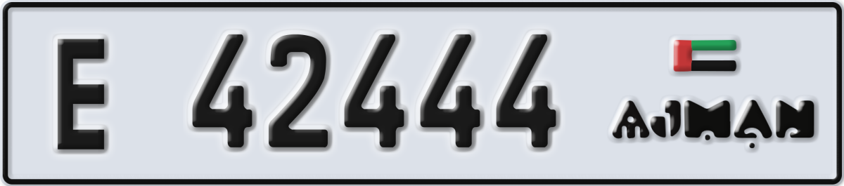 ajman License Plate Number 42444 Code E