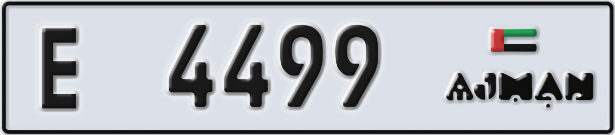 ajman License Plate Number 4499 Code E