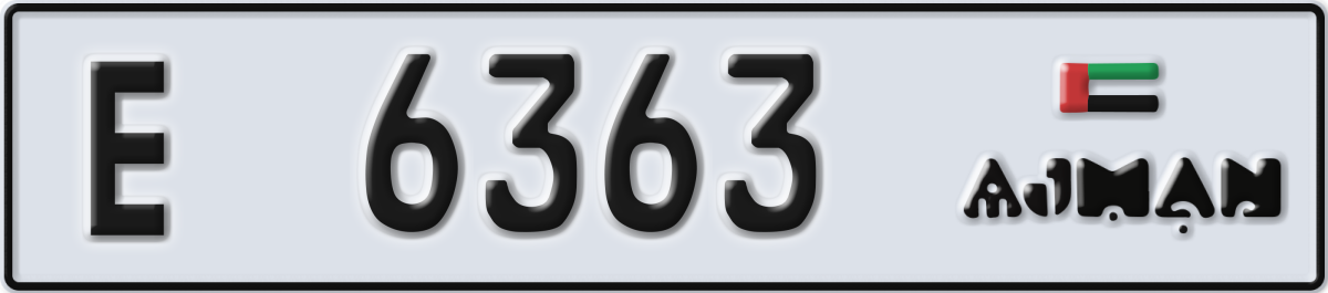 ajman License Plate Number 6363 Code E