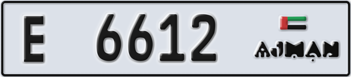 ajman License Plate Number 6612 Code E