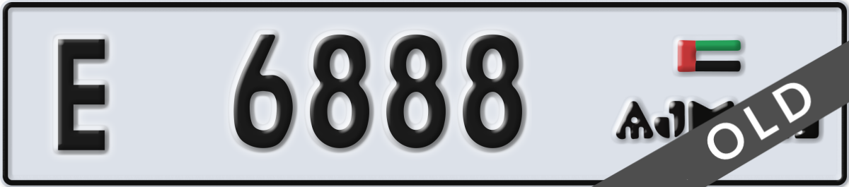 ajman License Plate Number 6888 Code E