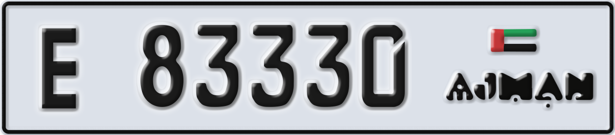 ajman License Plate Number 83330 Code E