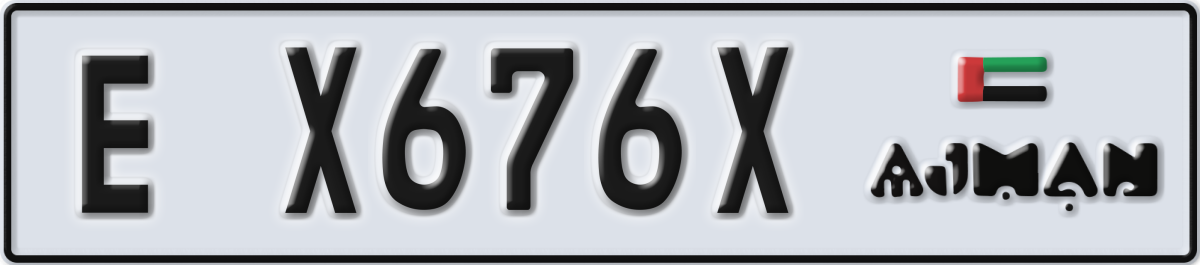 ajman License Plate Number X676X Code E