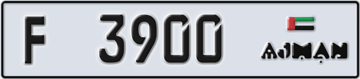 ajman License Plate Number 3900 Code F