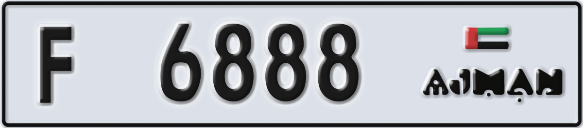 ajman License Plate Number 6888 Code F
