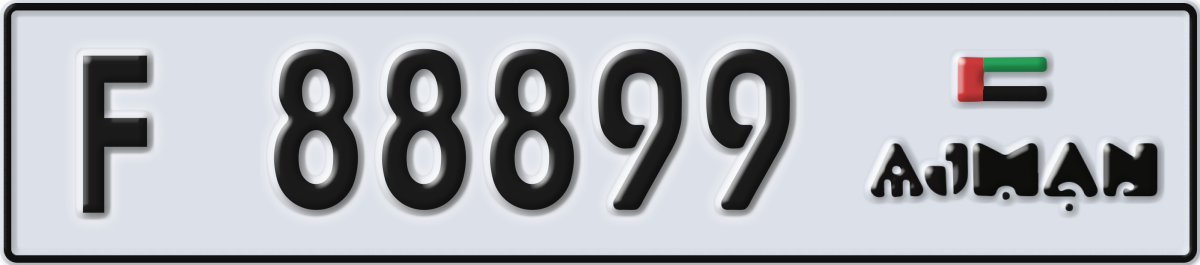 ajman License Plate Number 88899 Code F