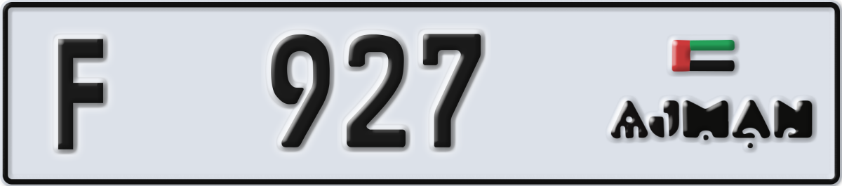 ajman License Plate Number 927 Code F