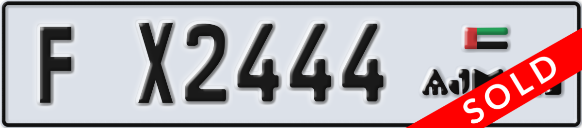 ajman License Plate Number X2444 Code F