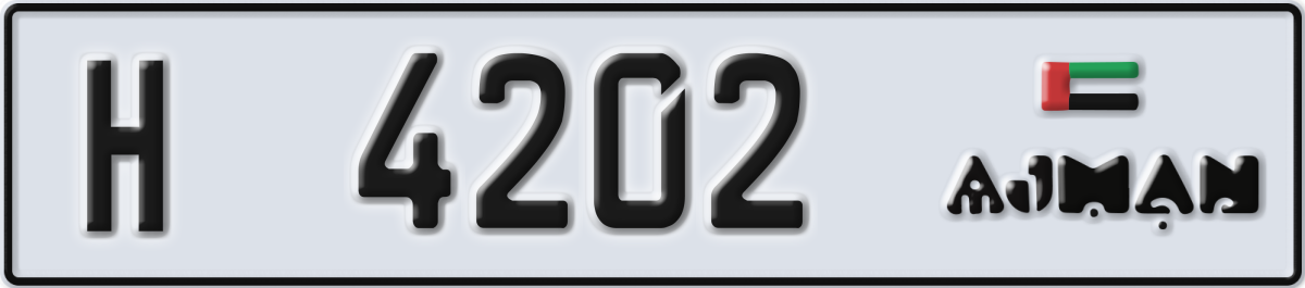 ajman License Plate Number 4202 Code H