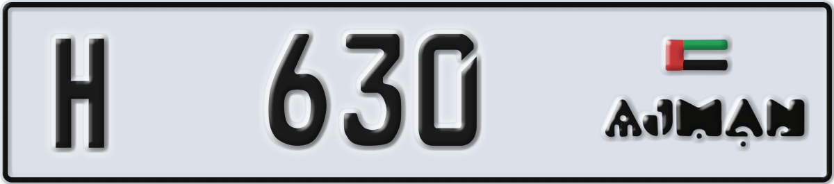 ajman License Plate Number 630 Code H