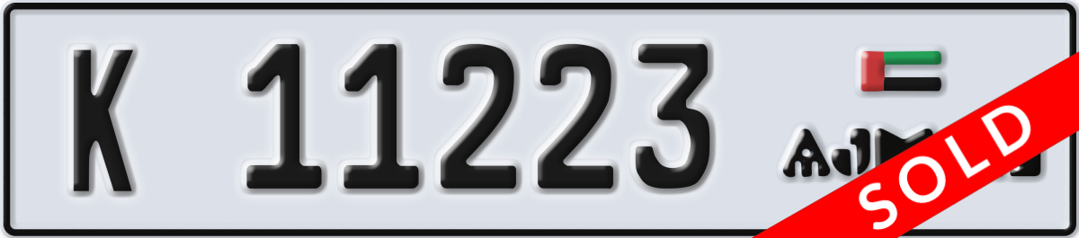 ajman License Plate Number 11223 Code K