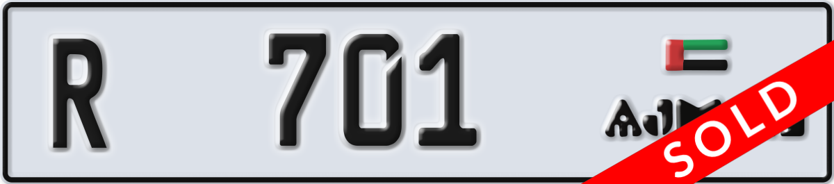 ajman License Plate Number 701 Code R