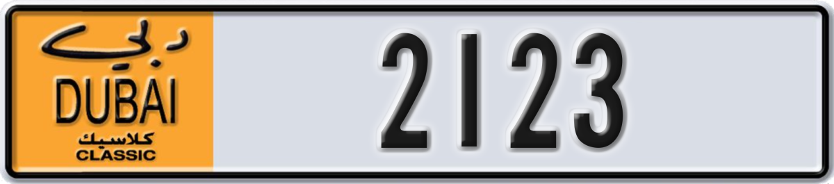 dubai classic License Plate Number 2123 Code NOC