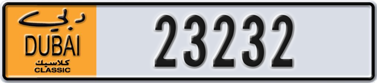 dubai classic License Plate Number 23232 Code NOC