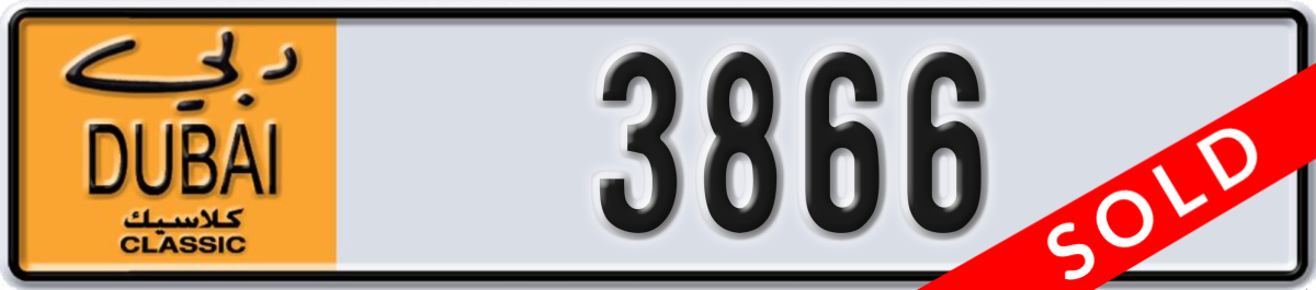 dubai classic License Plate Number 3866 Code NOC