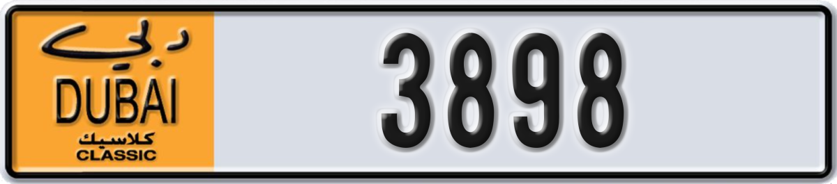 dubai classic License Plate Number 3898 Code NOC