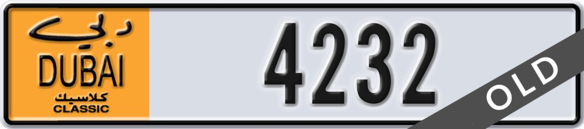 dubai classic License Plate Number 4232 Code NOC