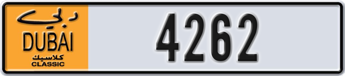 dubai classic License Plate Number 4262 Code NOC