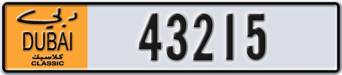 dubai classic License Plate Number 43215 Code NOC