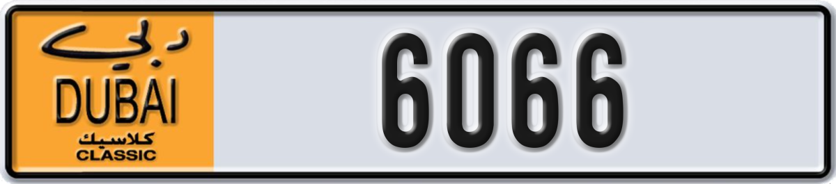 dubai classic License Plate Number 6066 Code NOC