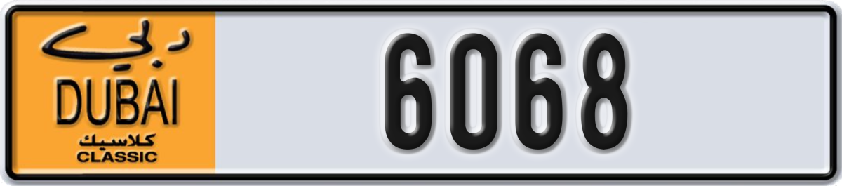 dubai classic License Plate Number 6068 Code NOC