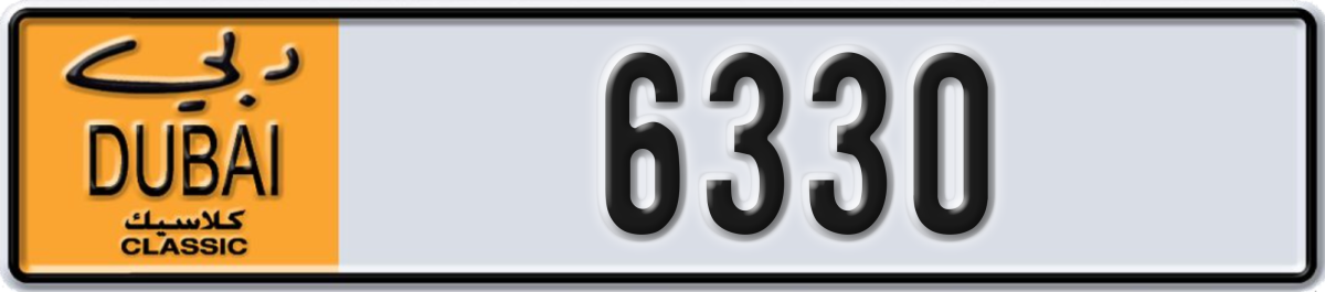 dubai classic License Plate Number 6330 Code NOC