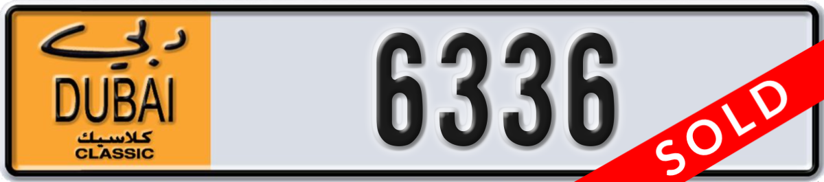 dubai classic License Plate Number 6336 Code NOC